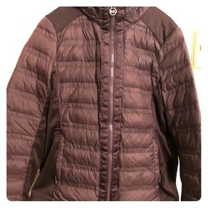 Michael kors womens purple puffer jacket with hood